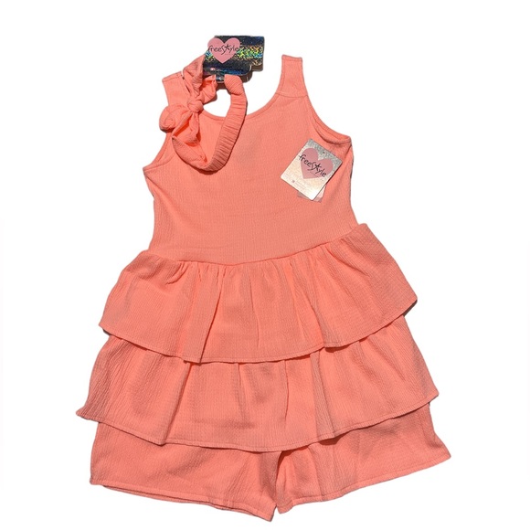 NWT Freestyle Revolution Girls' 2-Piece Sleeveless Dress - neon coral, 6x - Picture 2 of 3